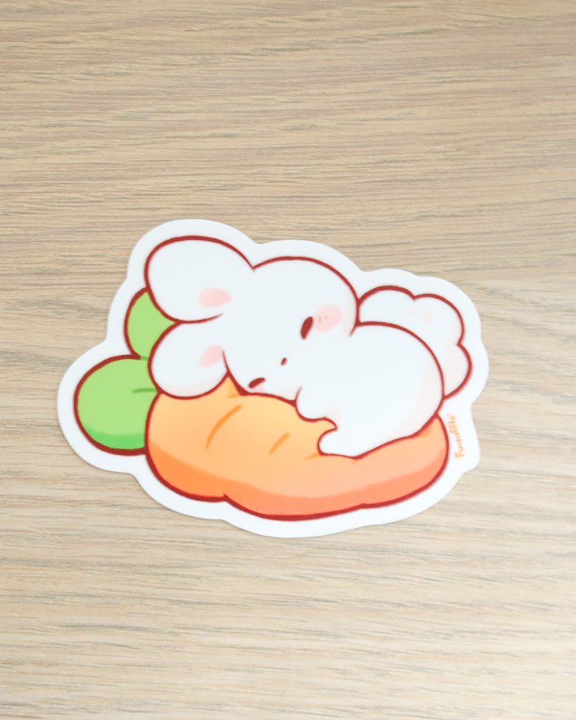 Sleepy Carrot Bunny Vinyl Sticker β Fuwuffle