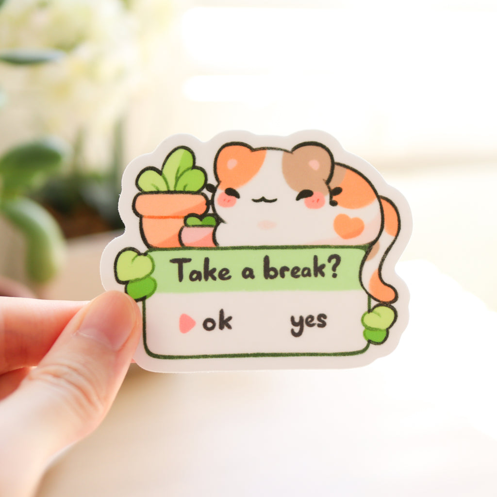 Take a Break Cat Vinyl Sticker – Fuwuffle